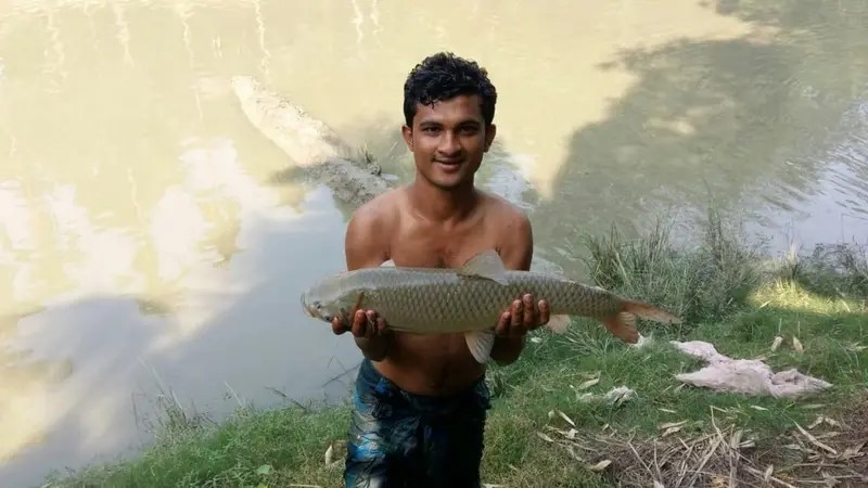 Delighted at the catch!